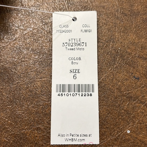 NWT - WHBM TWEED MOTO JACKET, SIZE 6 - Picture 7 of 7